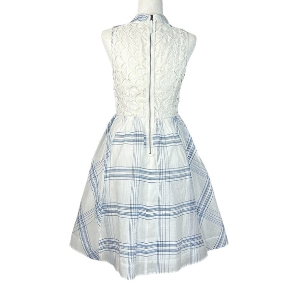 Anthropologie Moulinette Soeurs 6 Seaplane Dress Blue White Windowpane - Picture 4 of 16